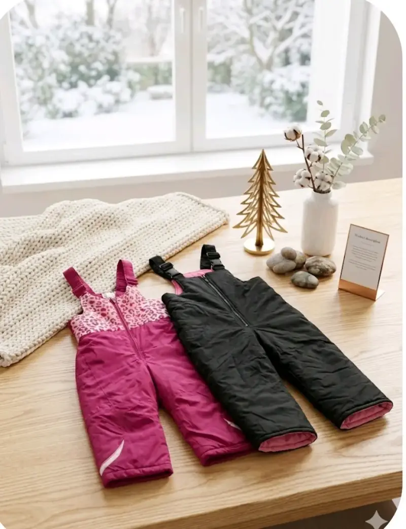 Overall infantil invierno negro y rosado