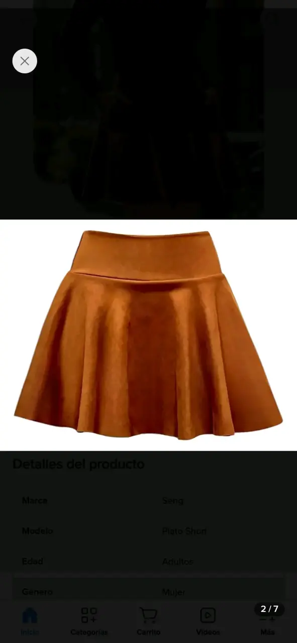 Falda short acampanada café