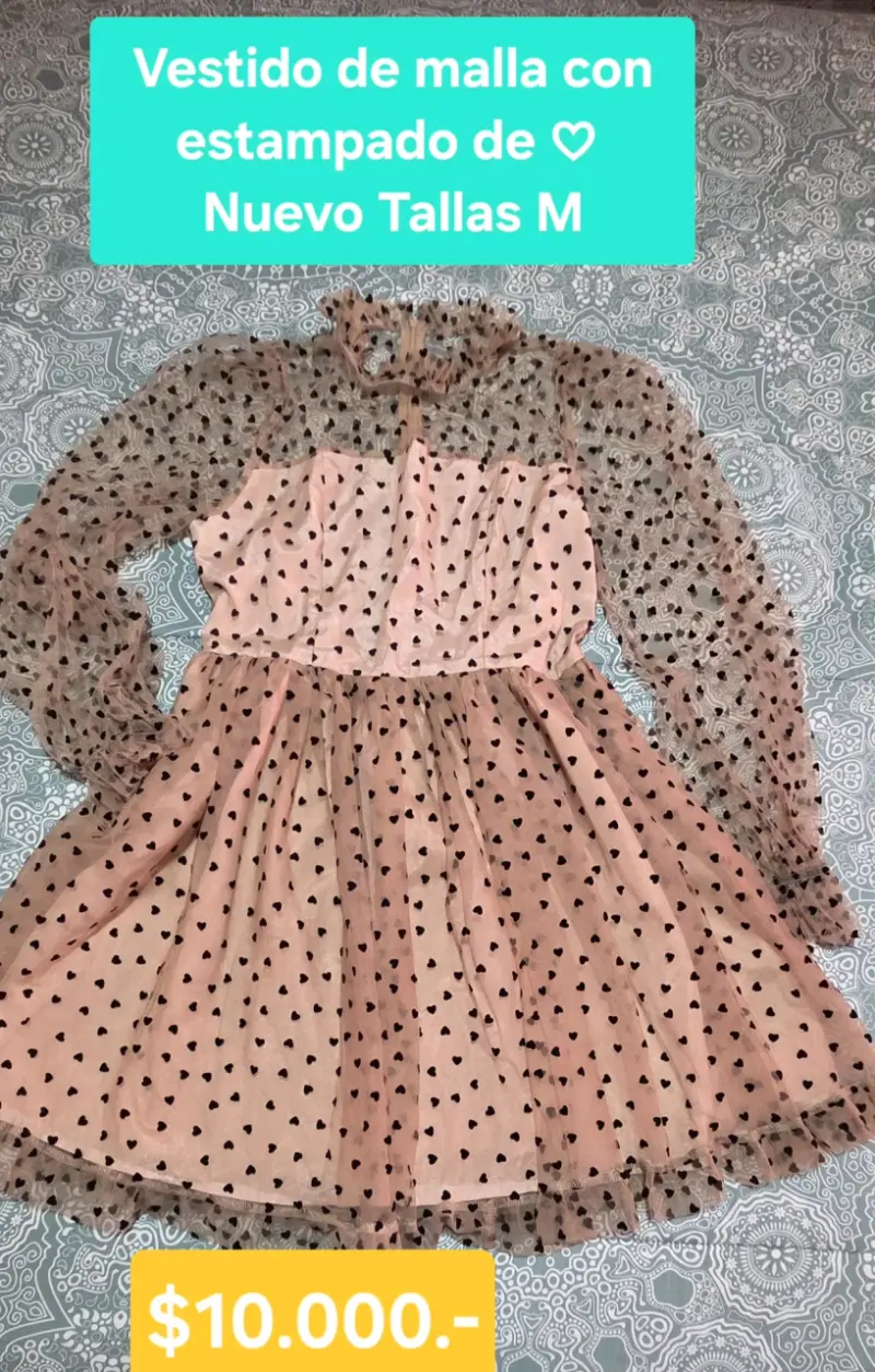 Vestido malla con corazones
