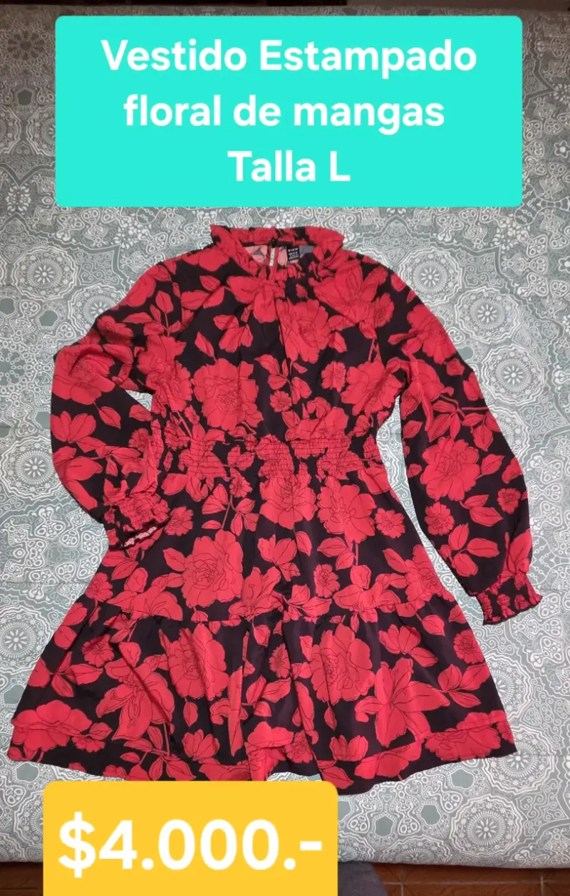 Vestido floral rojo Talla L