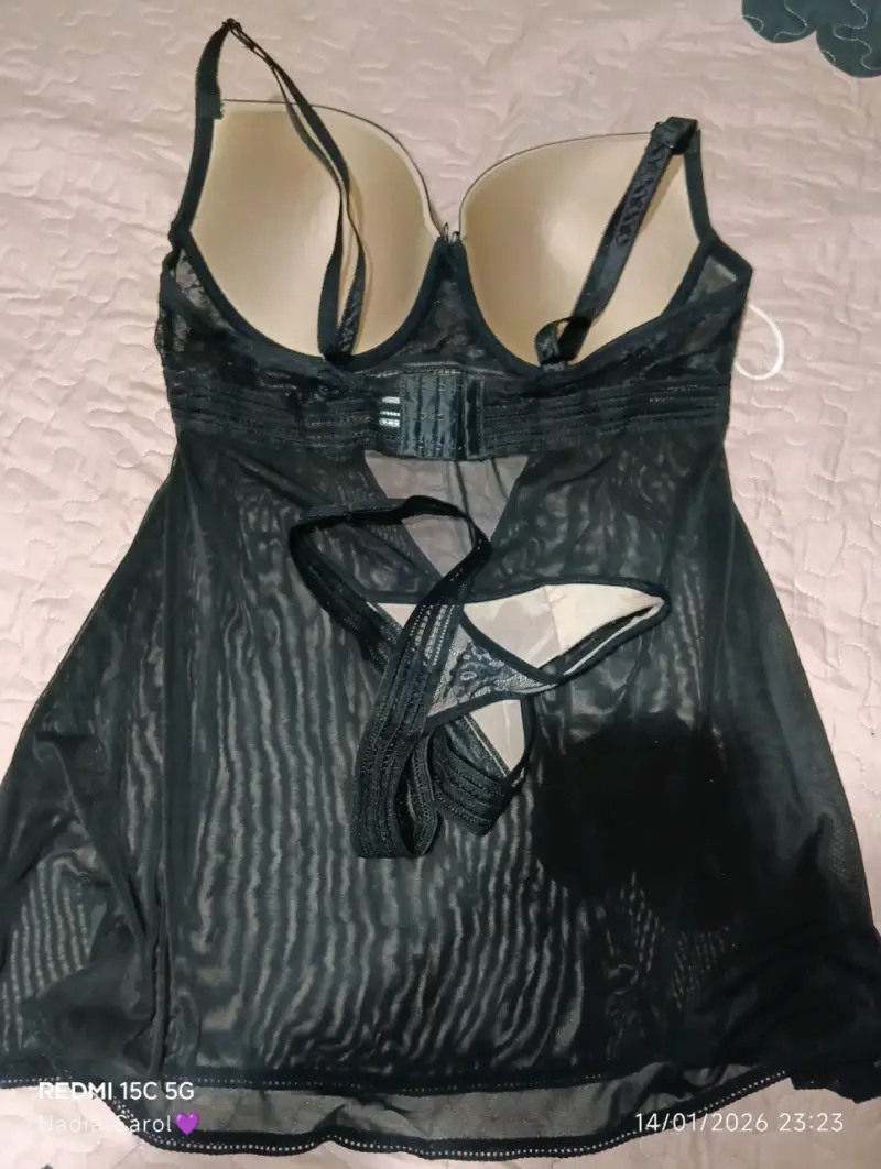 Conjunto lencería negro con encaje - 2