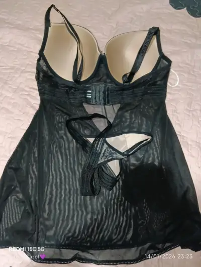 Conjunto lencería negro con encaje - miniatura 2
