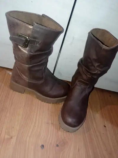 Botas de cuero café niña - miniatura 1