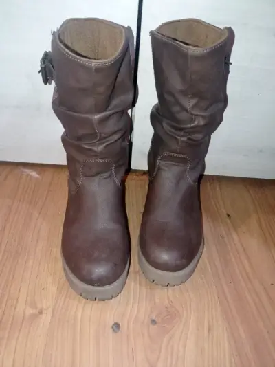 Botas de cuero café niña - miniatura 2