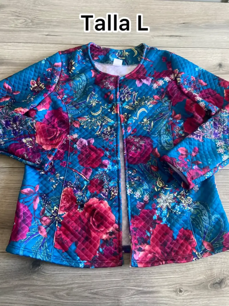 Chaqueta floral azul talla L