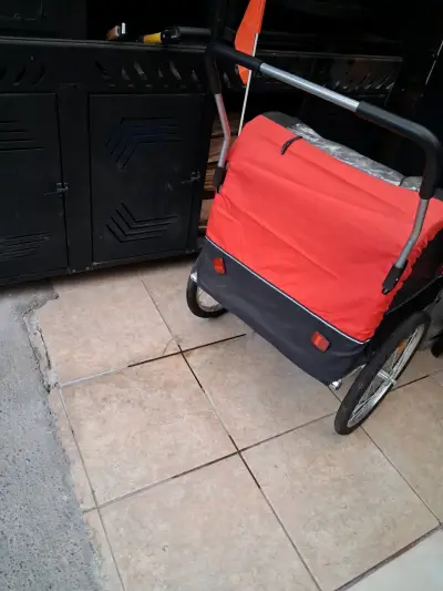 Carro  paseo y para enganche bicicleta  rojo - miniatura 5