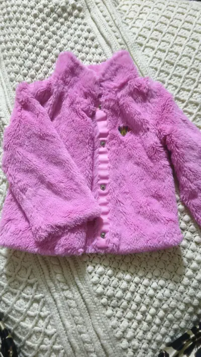 Chaqueta de peluche rosada 12 meses - miniatura 1