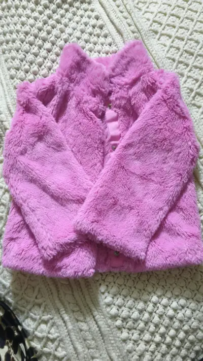 Chaqueta de peluche rosada 12 meses - miniatura 2