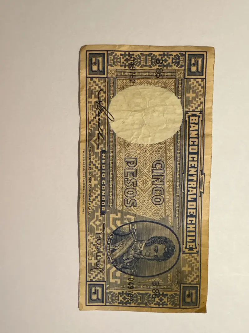 Billete antiguo 5 pesos Chile - 1