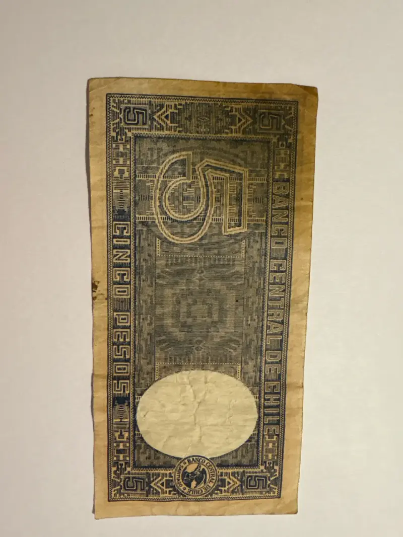 Billete antiguo 5 pesos Chile - 2