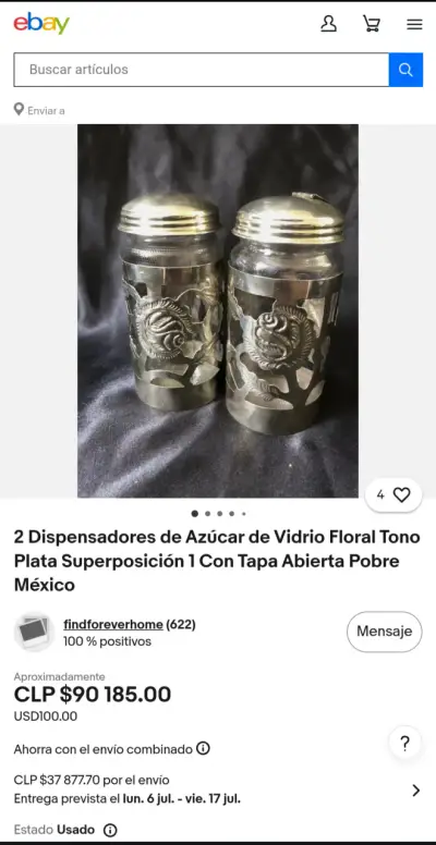 Salero y pimentero antiguos de plata alpaca. - miniatura 2
