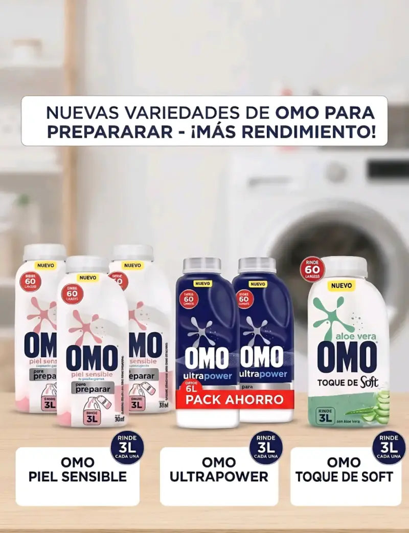 Detergentes OMO variedades para diluir