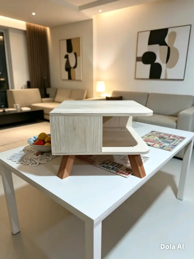 Mesa de centro de madera clara. - 3