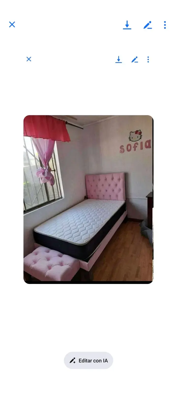 Cama individual sin colchón rosado