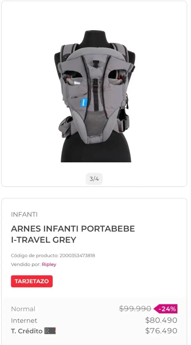 Arnés portabebé Infanti gris - 1