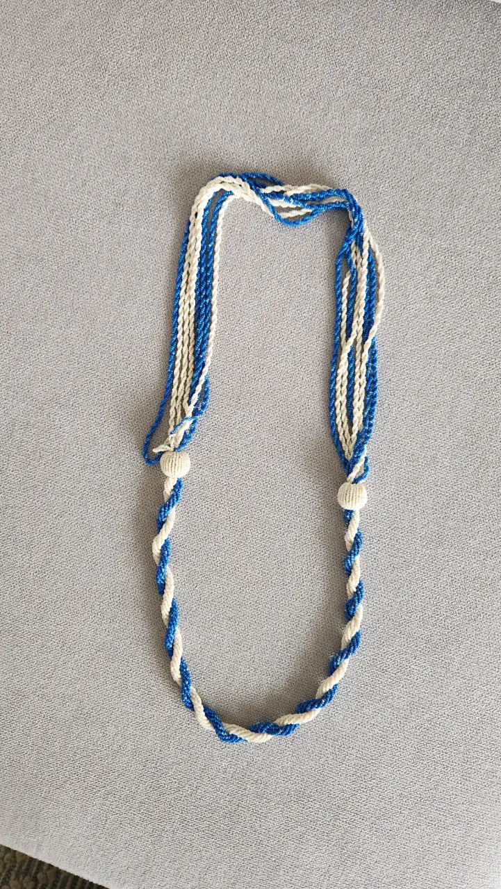 Collar vintage trenzado mostacillas años 90 - 1