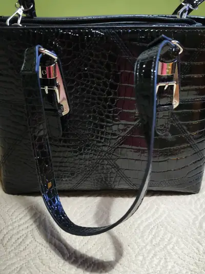Cartera Sei negra efecto cocodrilo - miniatura 1