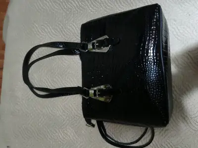 Cartera Sei negra efecto cocodrilo - miniatura 2