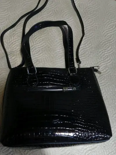 Cartera Sei negra efecto cocodrilo - miniatura 3