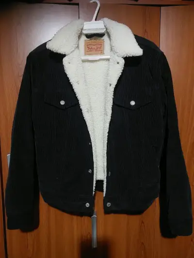 Chaqueta levi cotele negra con chiporro por dentro - miniatura 1