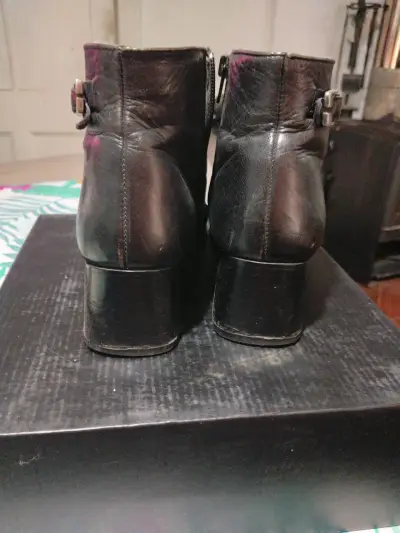 Botines de cuero negros con hebilla - miniatura 2