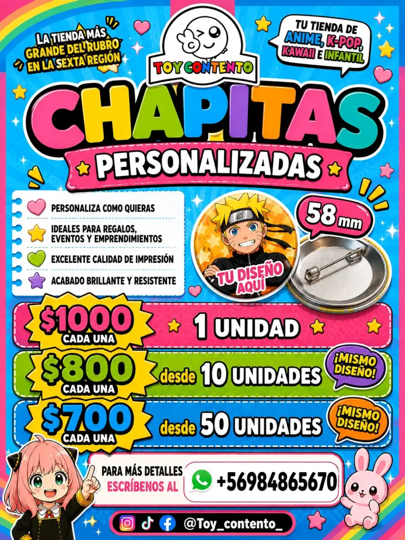 Chapitas personalizadas 58mm