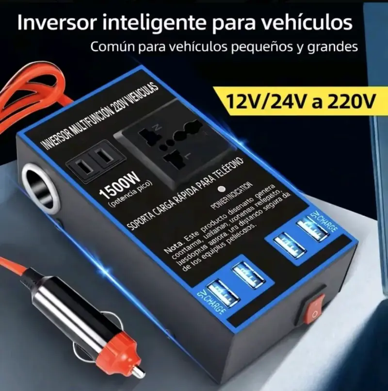Convertidor Inversor Auto 12v /24v A 220v 1500w - 1