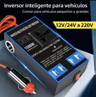 Convertidor Inversor Auto 12v /24v A 220v 1500w - miniatura 1