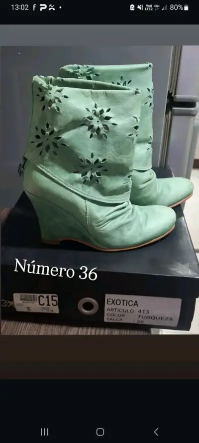 Botines turquesa con taco oculto - miniatura 1