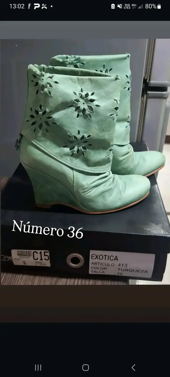 Botines turquesa con taco oculto - 2