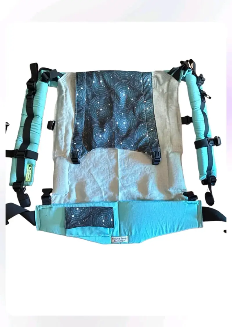 Portabebé ergonómico verde menta y turquesa