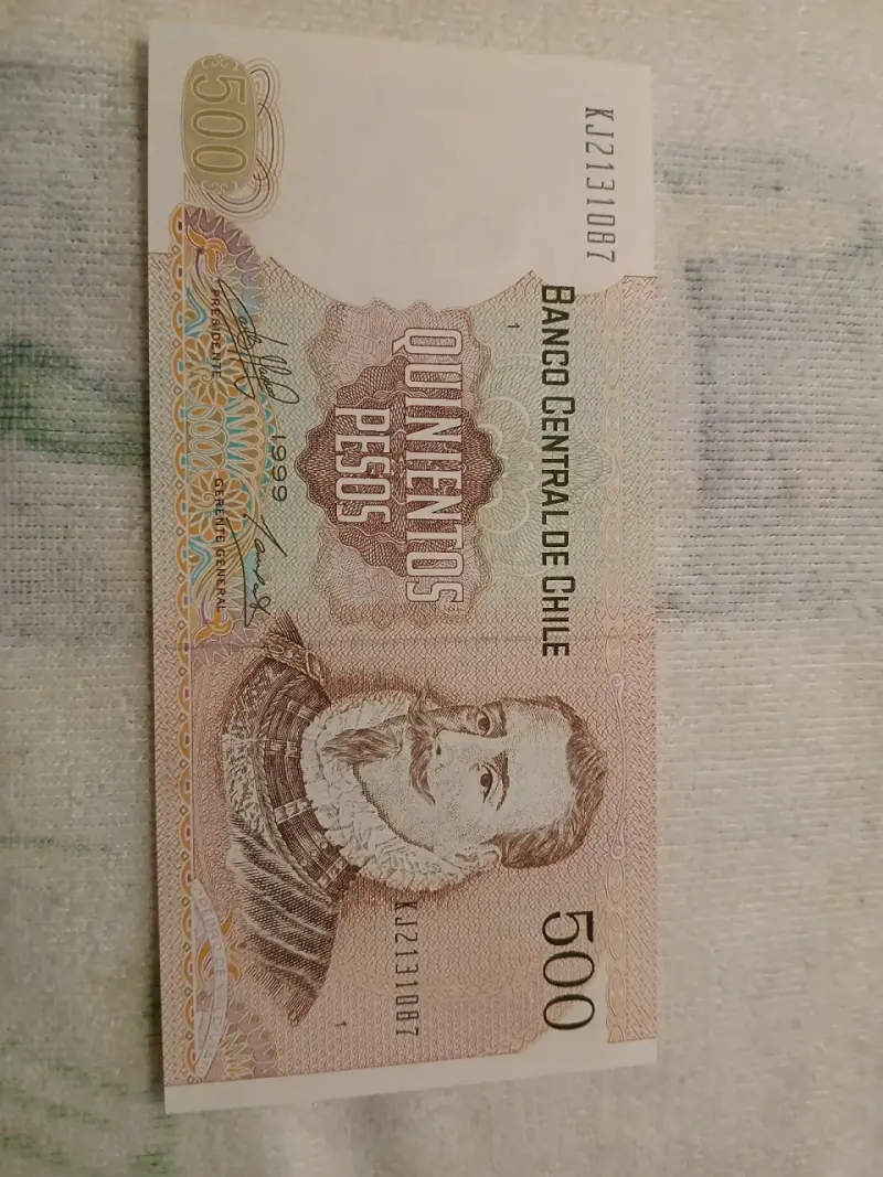 Billete antiguo 500 pesos Chile UNC 1999 - 1
