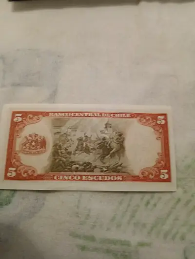 Billete antiguo 5 escudos Chile UNC - miniatura 2
