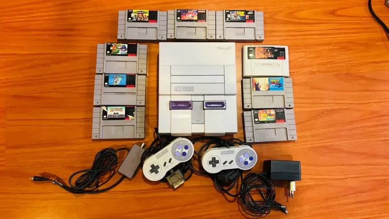 Super Nintendo SNES con 2 controles y 9 juegos - 2