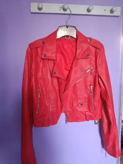 Chaqueta cuero roja de mujer talla M - miniatura 2