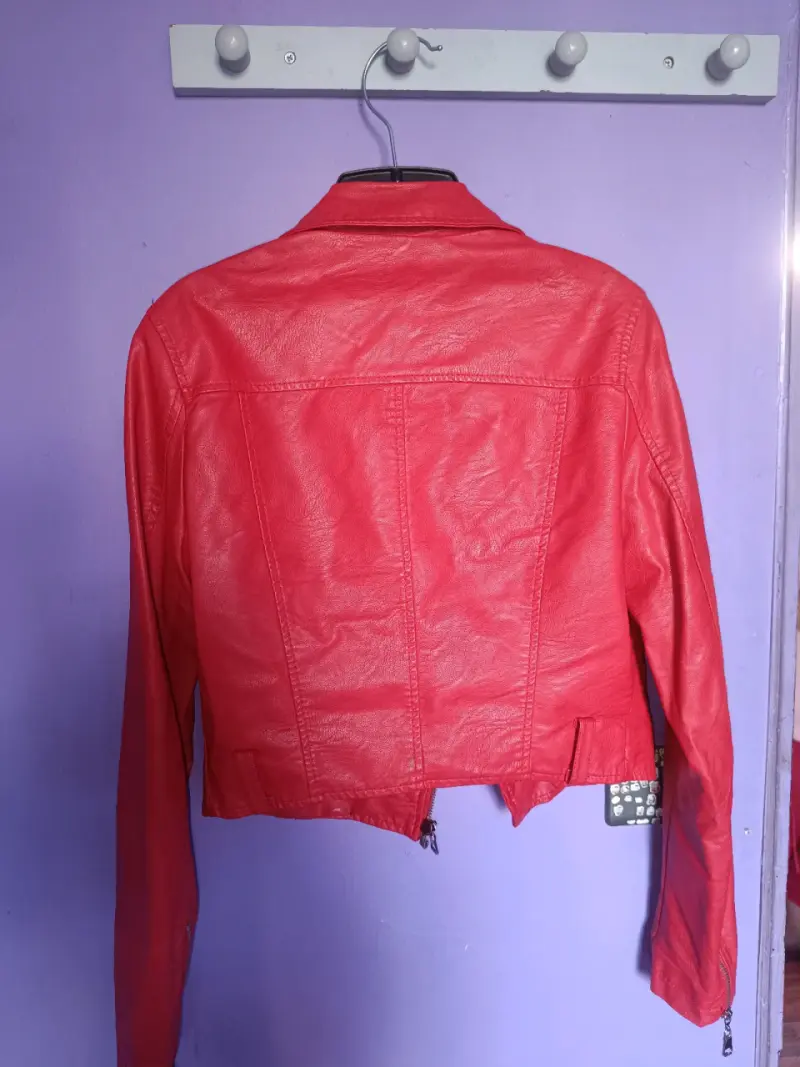 Chaqueta cuero roja de mujer talla M - 3