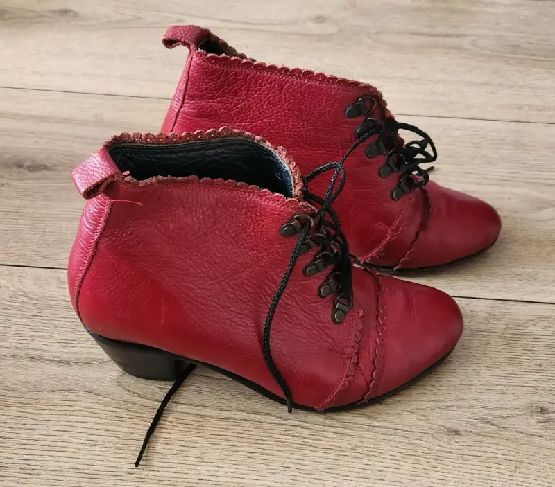 Botines rojos de cuero vintage - 3