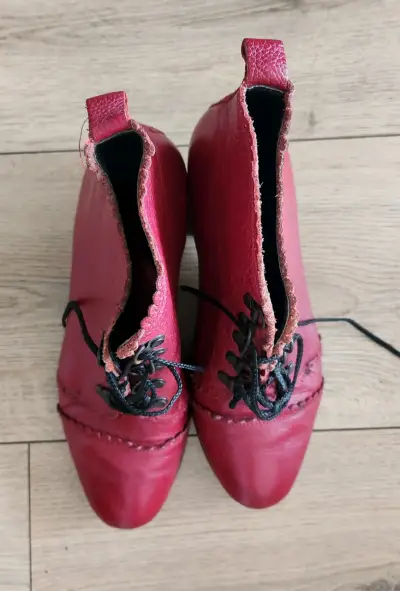 Botines rojos de cuero vintage - miniatura 5