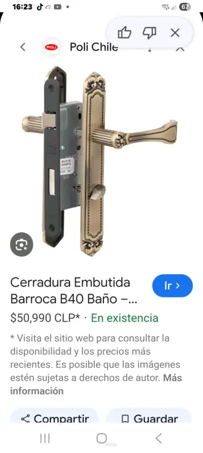 Cerradura embutida bronce B60 - miniatura 3