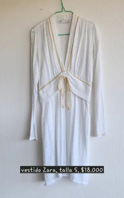 Vestido blanco Zara encaje - miniatura 1