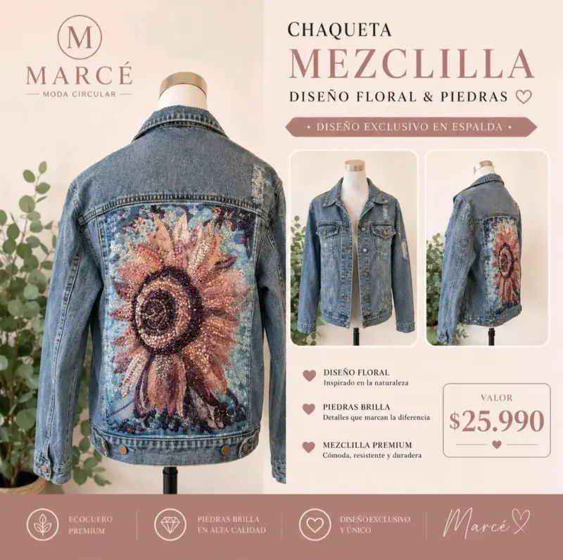 Chaqueta de mezclilla floral