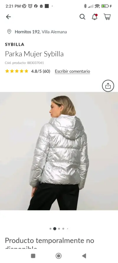 Parka Mujer Plateada Sybilla - miniatura 2