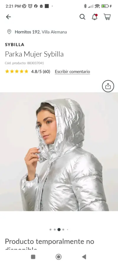 Parka Mujer Plateada Sybilla - miniatura 4