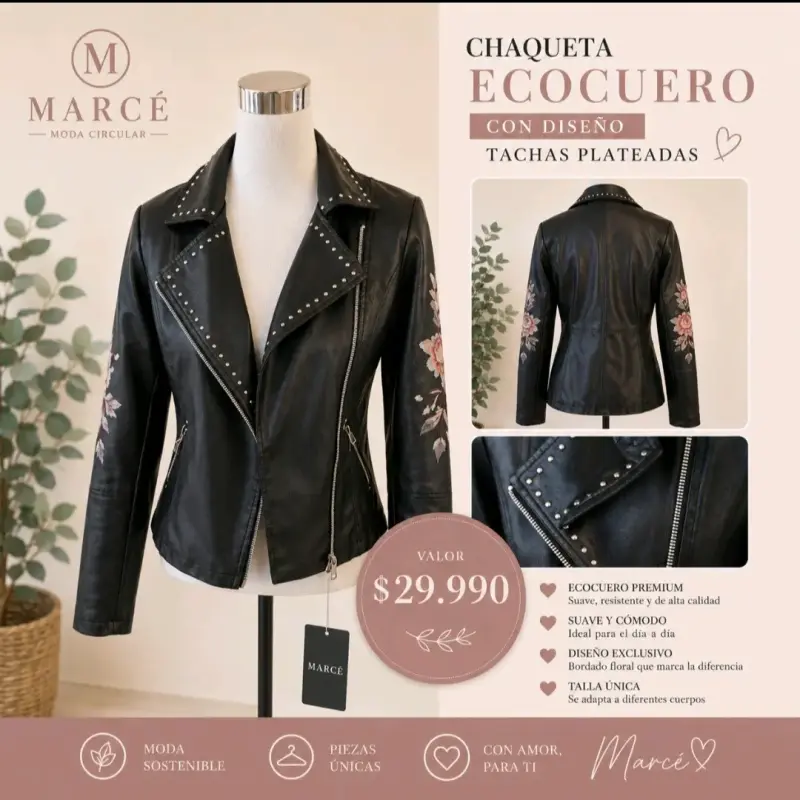 Chaqueta de ecocuero con tachuelas