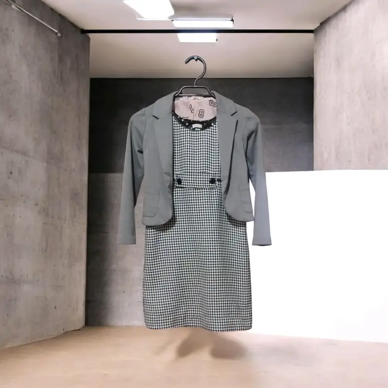 Vestido y blazer gris a cuadros T7-8 - 1