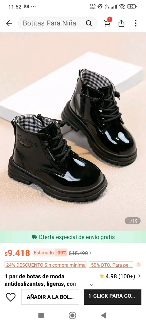Botas negras para niña