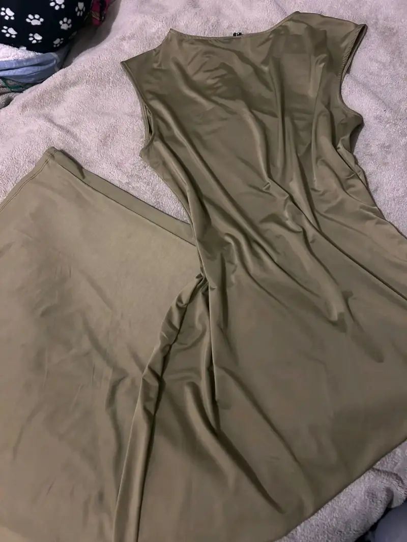 Vestido largo verde oliva hym - 3