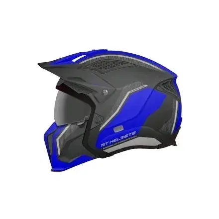 Casco motocicleta azul y negro