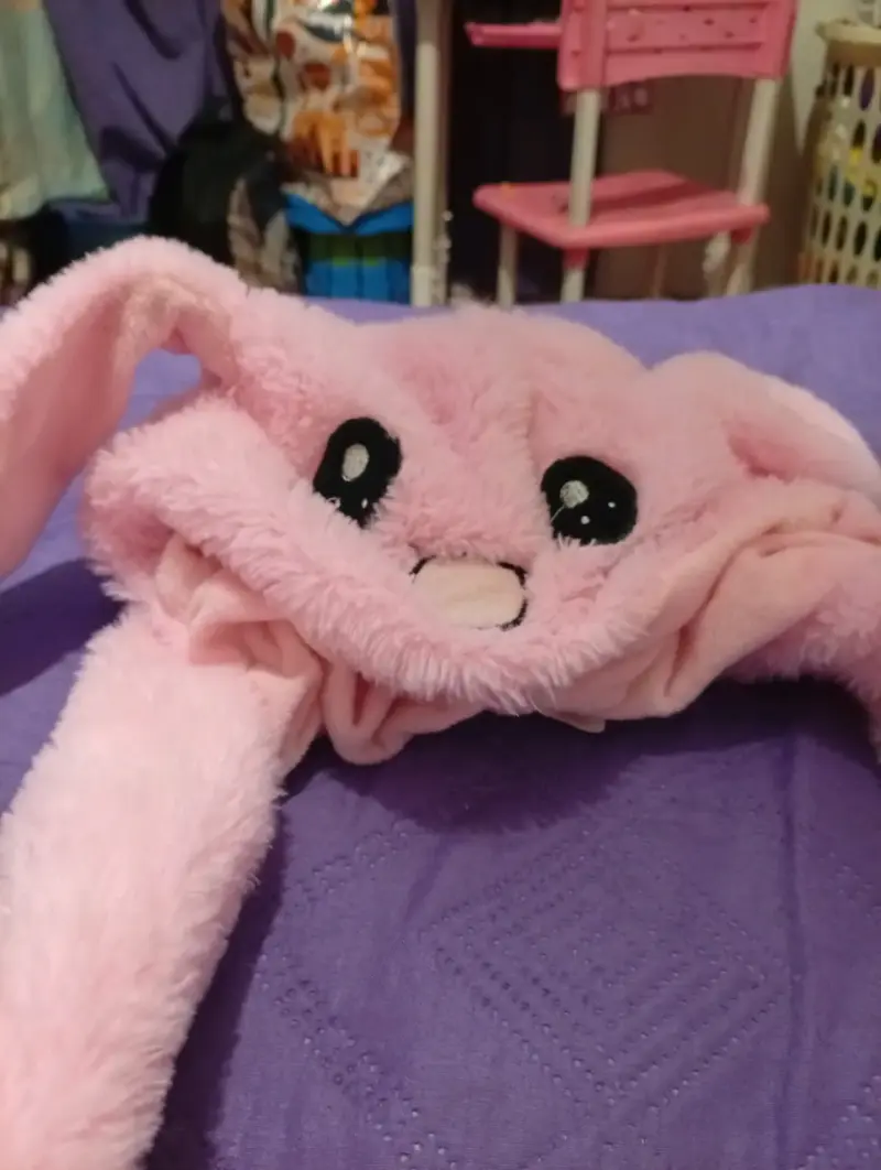 Gorro orejas rosadas peluche