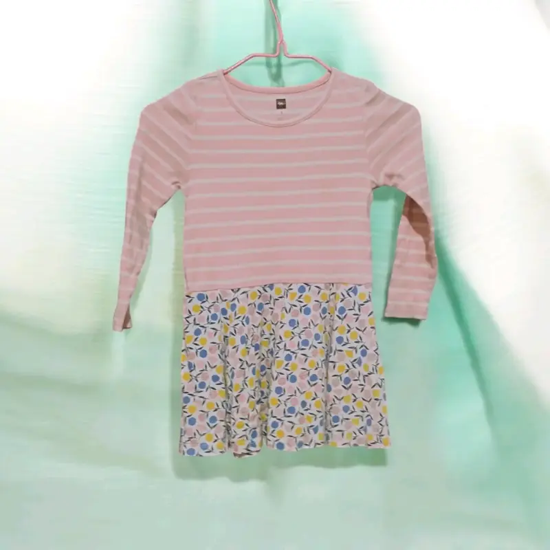 Vestido infantil rayas y flores T3